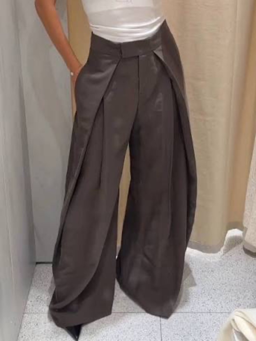 ZARA Collection Pleated Wide Leg Trouser Pants